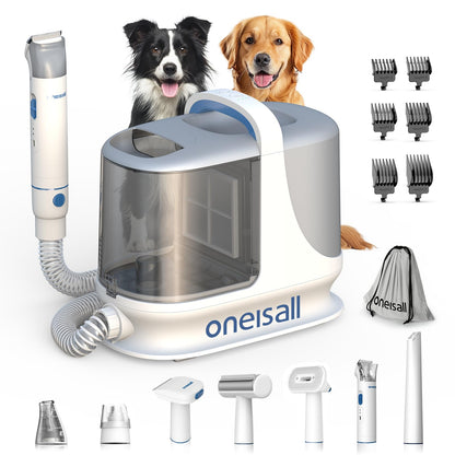oneisall Dog Grooming Vacuum, 13000Pa Powerful Dust Cup Pet Clipper