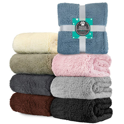 PetAmi Fluffy Waterproof Dog Blanket for Bed Large Dogs, Soft Crate