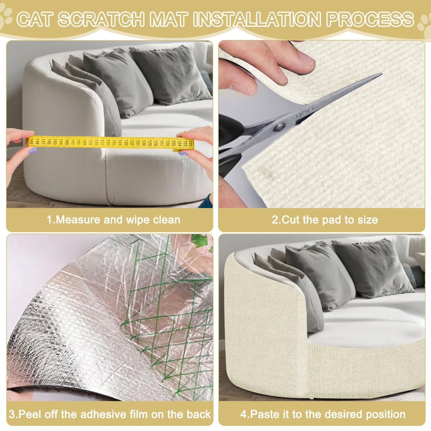 Cat Scratching Mat, x15.9" Trimmable Self-Adhesive Cat Scratch Mat