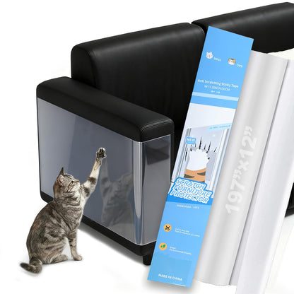 x12" Self-Adhesive Cat Scratch Protector Tape, Anti-Claw Couch