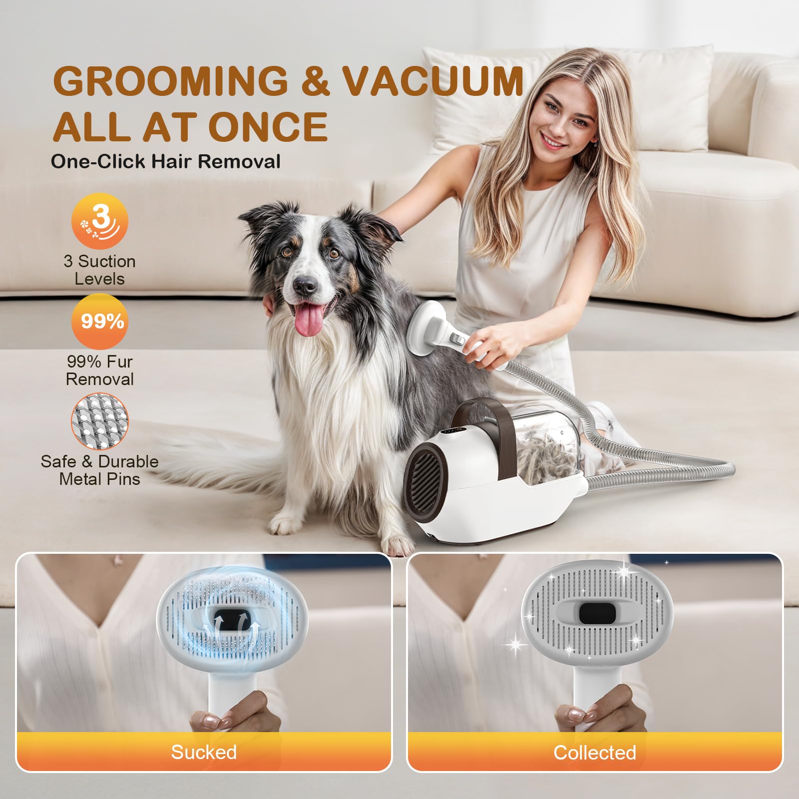 Ozumek Dog Grooming Vacuum, Dog Grooming Kit with Pet Clipper Clipper