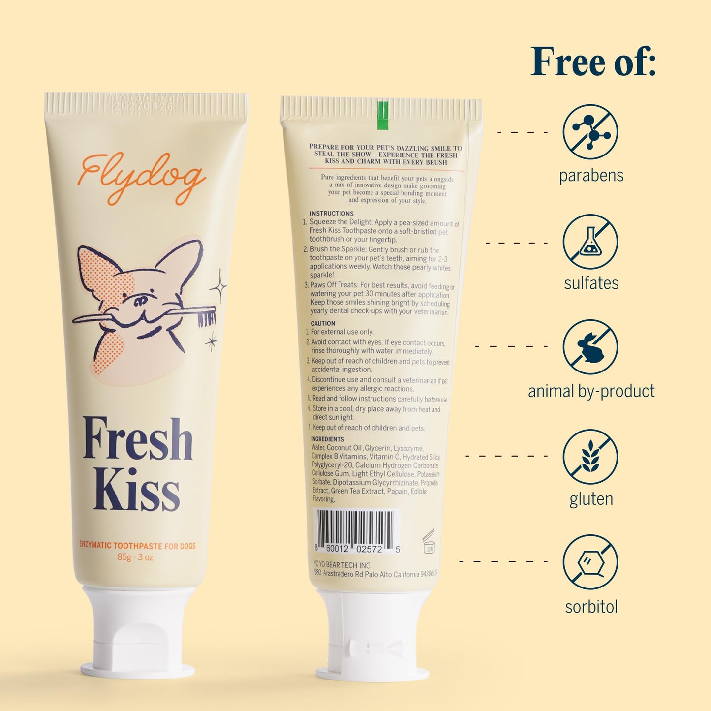FlyDog Fresh Kiss Dog Tooth Brushing Kit Vet Approved Formula Brush