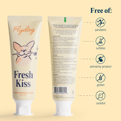 FlyDog Fresh Kiss Dog Tooth Brushing Kit Vet Approved Formula Brush