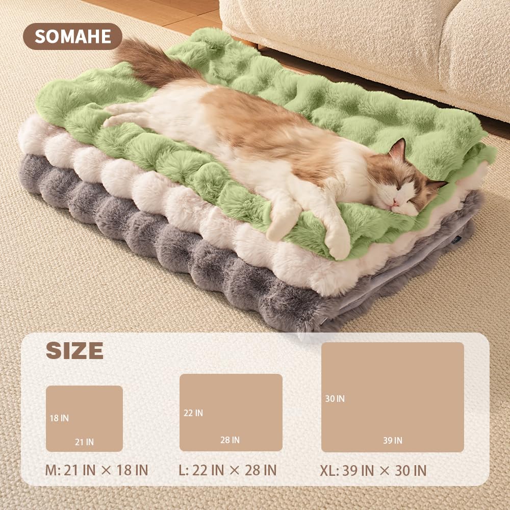 SOMAHE Self-Warming Cat Blanket, Dual-Side Plush Sherpa Throw Bed