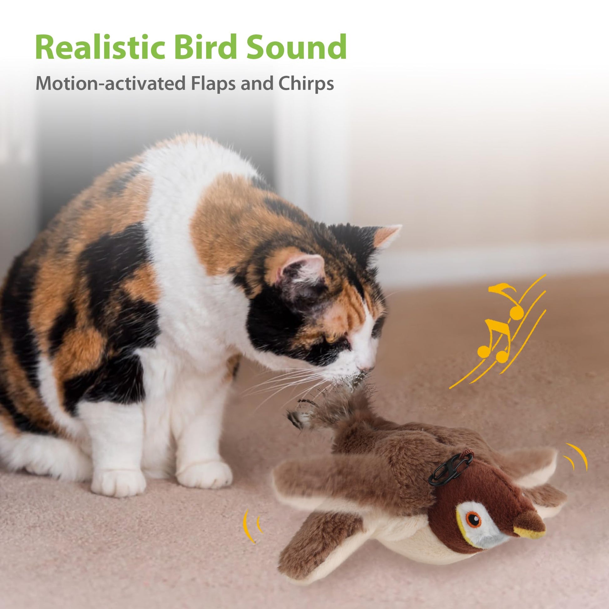Gigwi PETGEEK Flapping Bird Cat Toy, Interactive Simulated Catnip