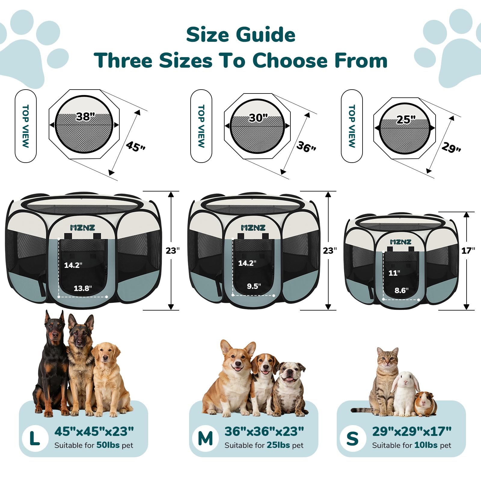MZNZ Dog Cat Playpen, Portable Small Animal Playpen Crate Enclosure