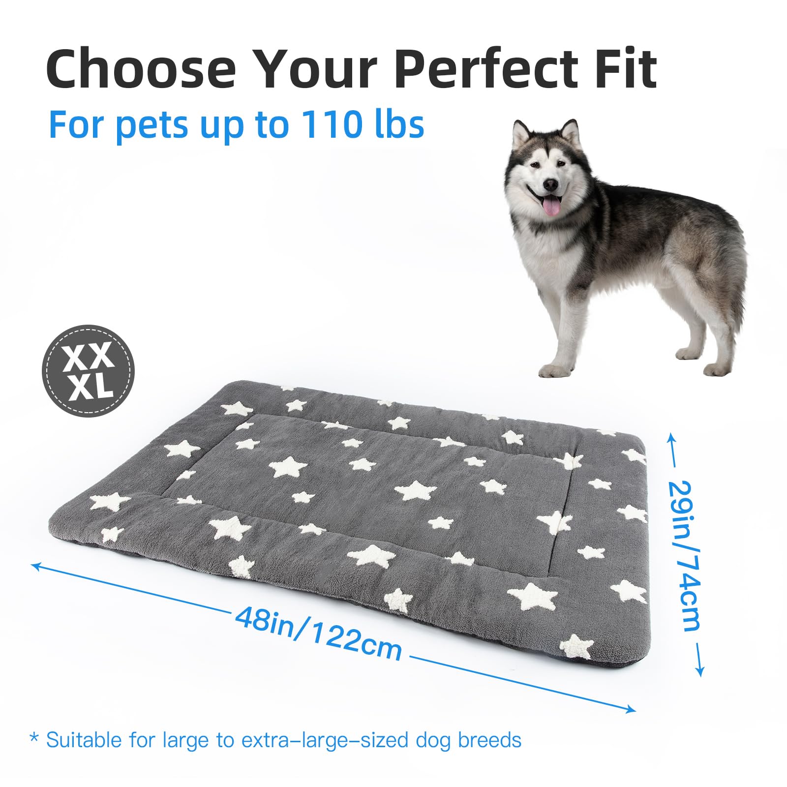 Mora Pets Dog Crate Pad Dog Bed Mat for XLarge Dogs Washable Crate