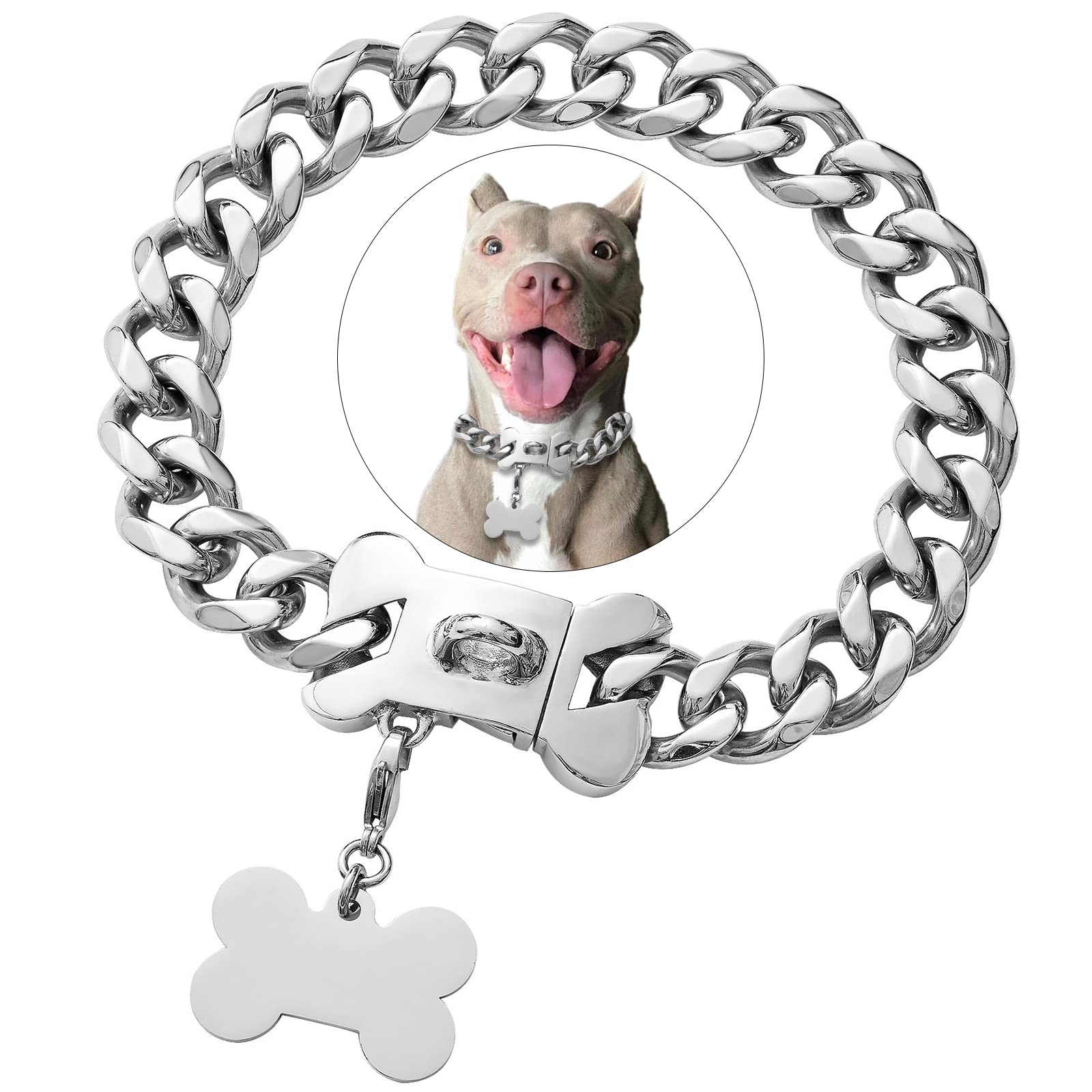 Stainless Steel Cuban Link Heavy Duty Necklace Dog Collar