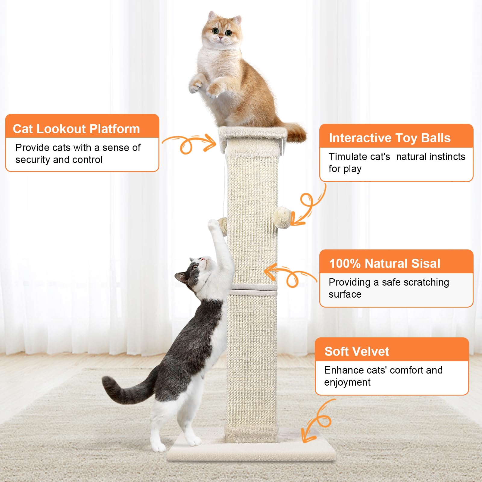 SOCATER Cat Scratching Post Nature Sisal Cat Scratch Post Scratcher