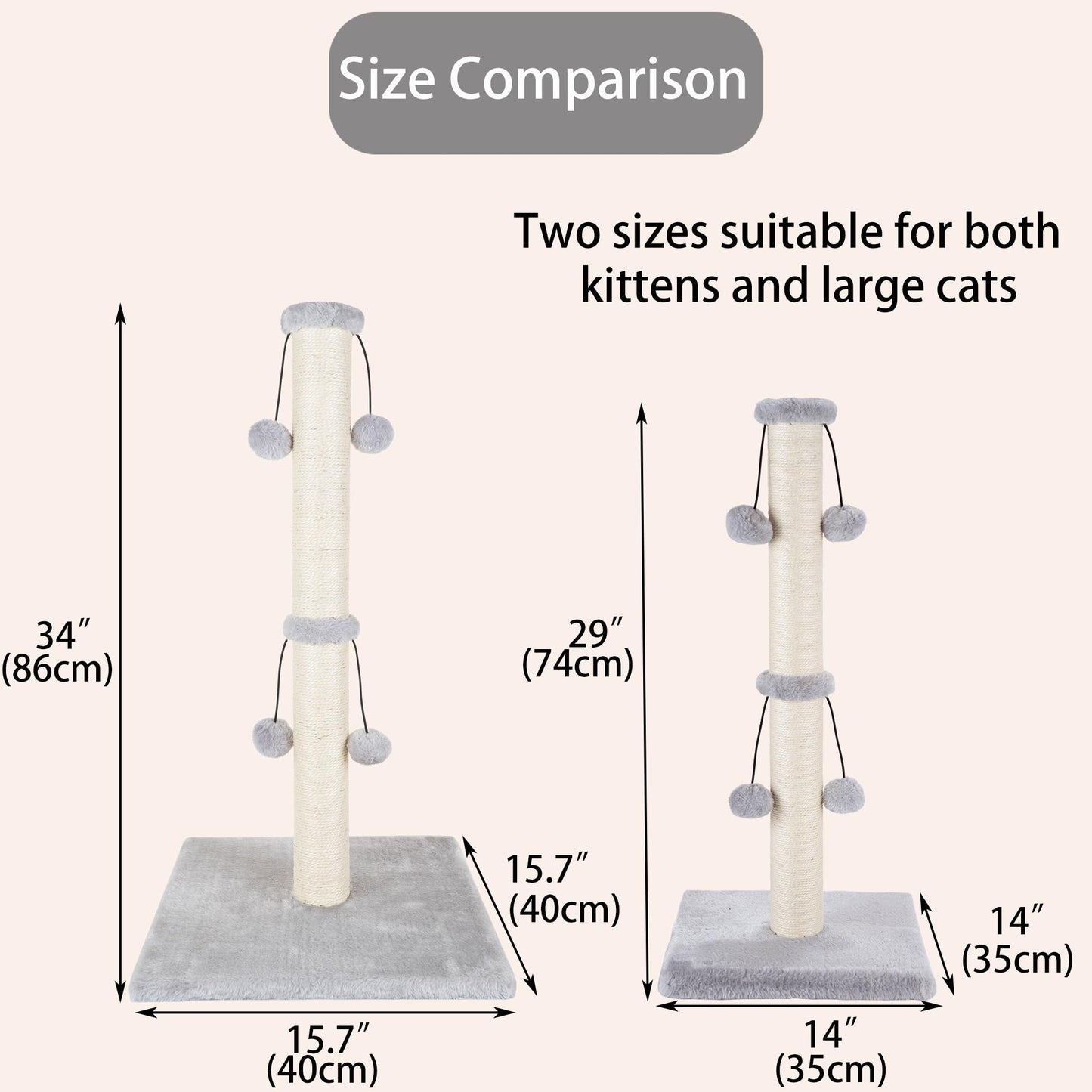 Dimaka 29'' Cat Scratching Post, Natural Sisal Rope Scratcher Post