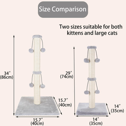 Dimaka 29'' Cat Scratching Post, Natural Sisal Rope Scratcher Post