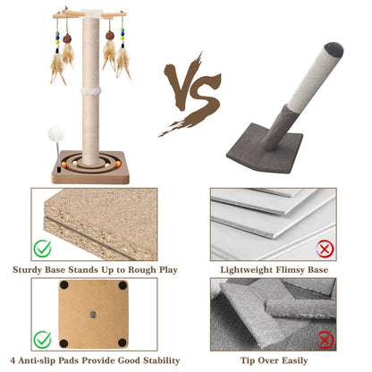 PAROTO Tall Cat Scratching Post, Sisal Cat Tree Tower Scratcher