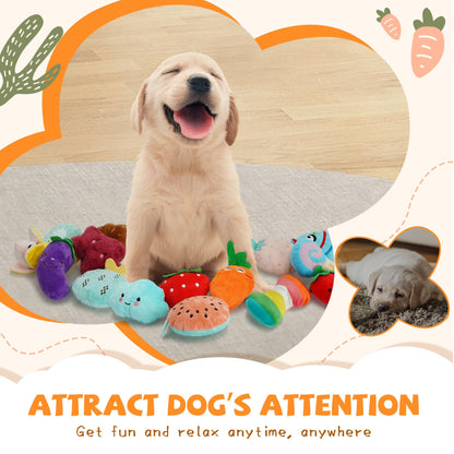 QTwoof Cheerful 20-Pack Squeaky Dog Toys Set Included 4 Dog Bags Plush