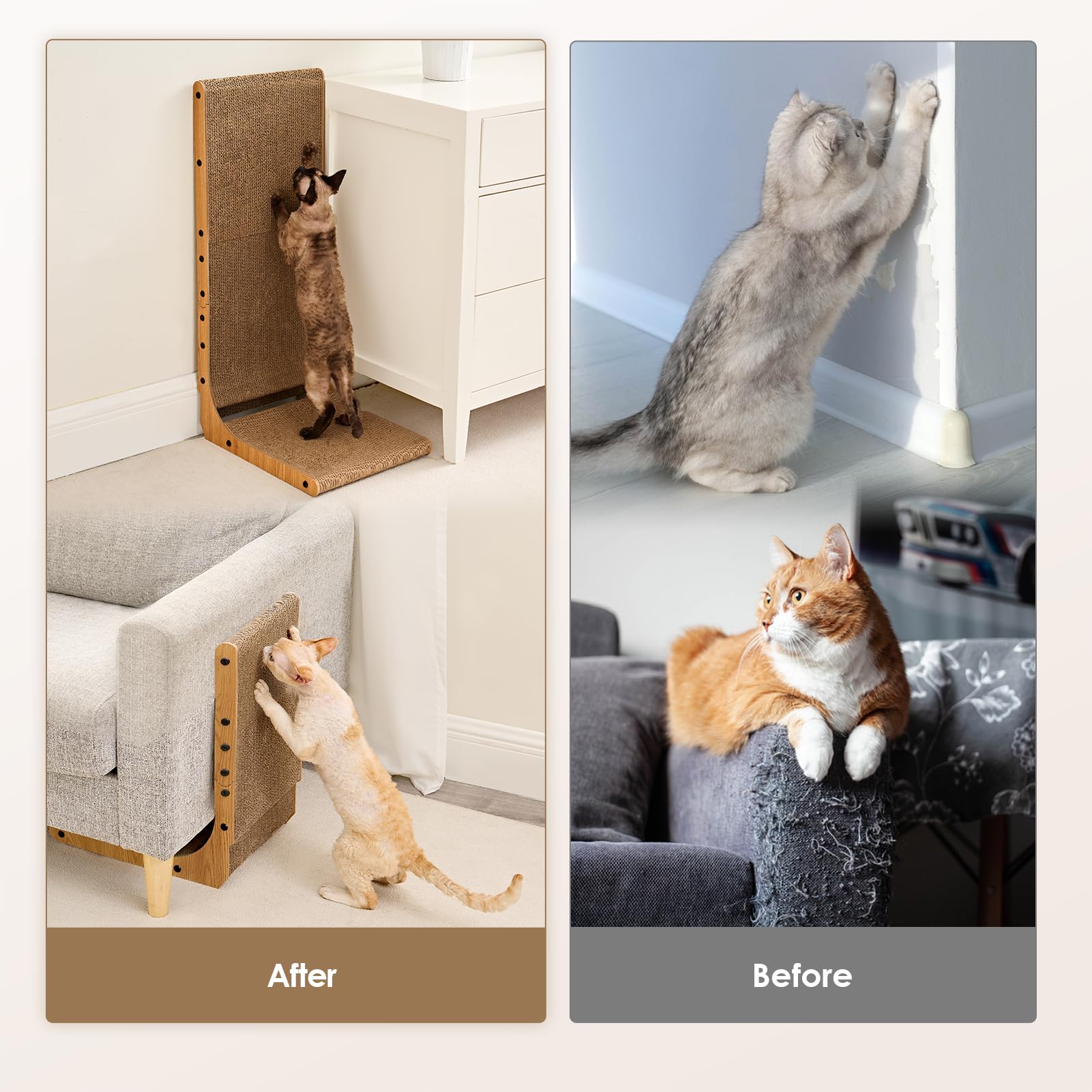 EHEYCIGA Cardboard Cat Scratcher for Indoor Kitten Cats, L Shaped Pad