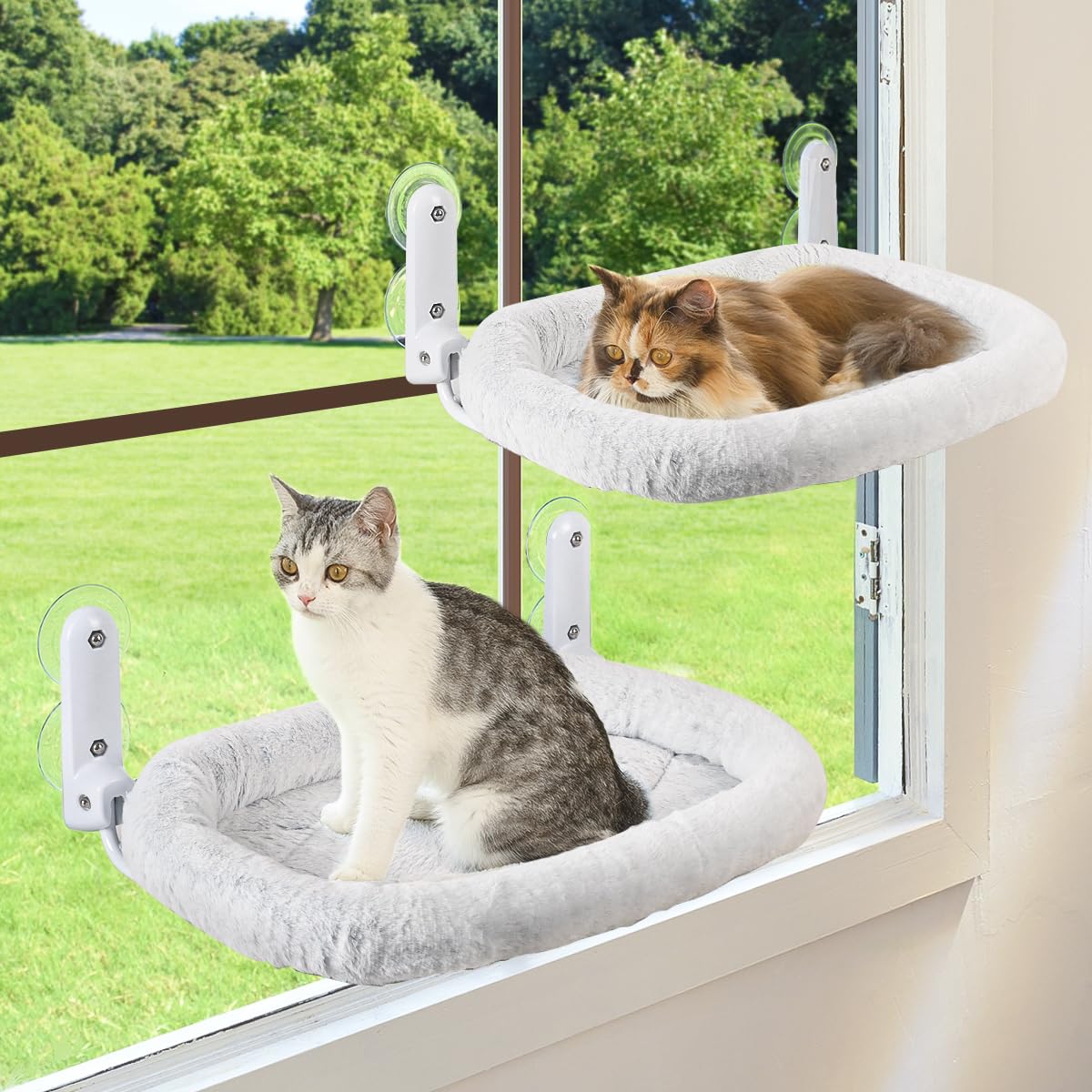 Zoratoo 2PC Cat Window Perch with Bolster Foldable Cat Hammock Cushion