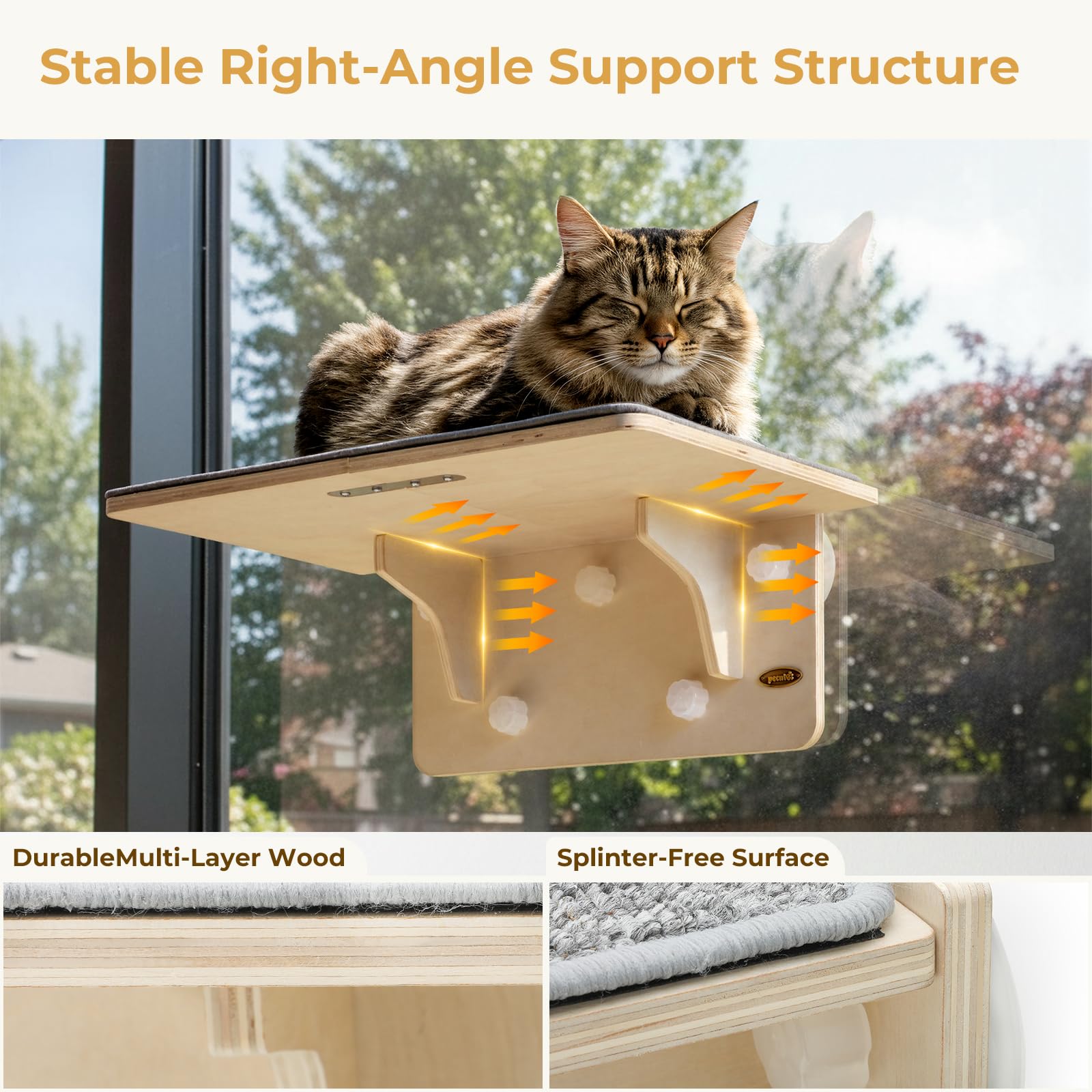 Pecute 2-in-1 Large Cat Window Perch Wall Shelves, Cat Hammock Bed