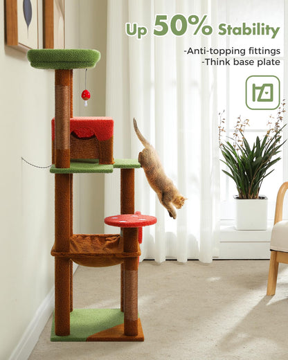 MUTTROS Mushroom Cat Tree Tower with Removable Scratcher