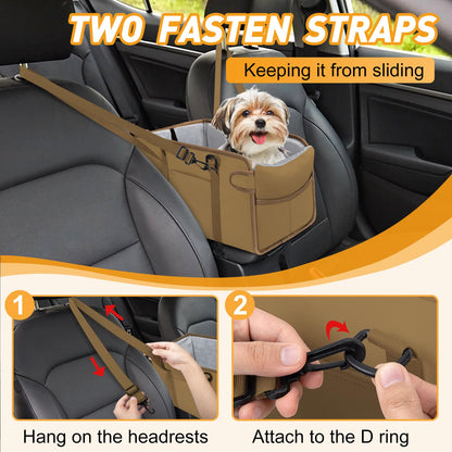 Portable Dog Car Seat for Small Dogs Adjustable Safety Leash, Seat