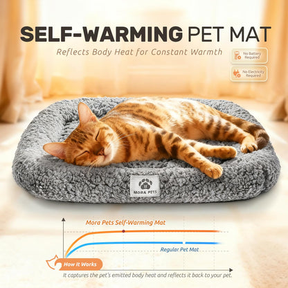 Mora Pets Self Warming Cat Bed Self Heating Pet Pad with Bolster Bed