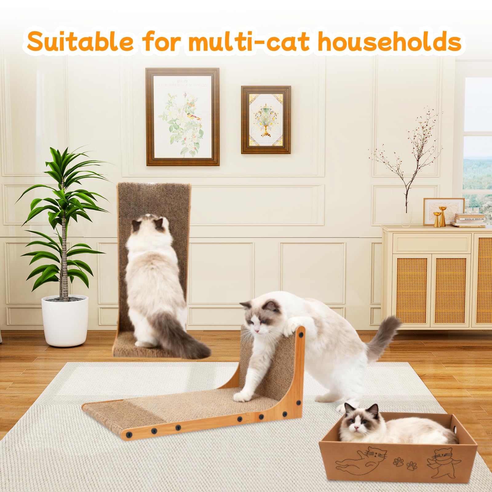 Goosheep Cat Scratching Post, 3-in1 Scratching Board for Indoor Pad
