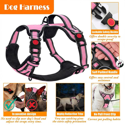 LOBEVE No Pull Dog Harness, Collar Leash Set, Includes Dog Seat Collar