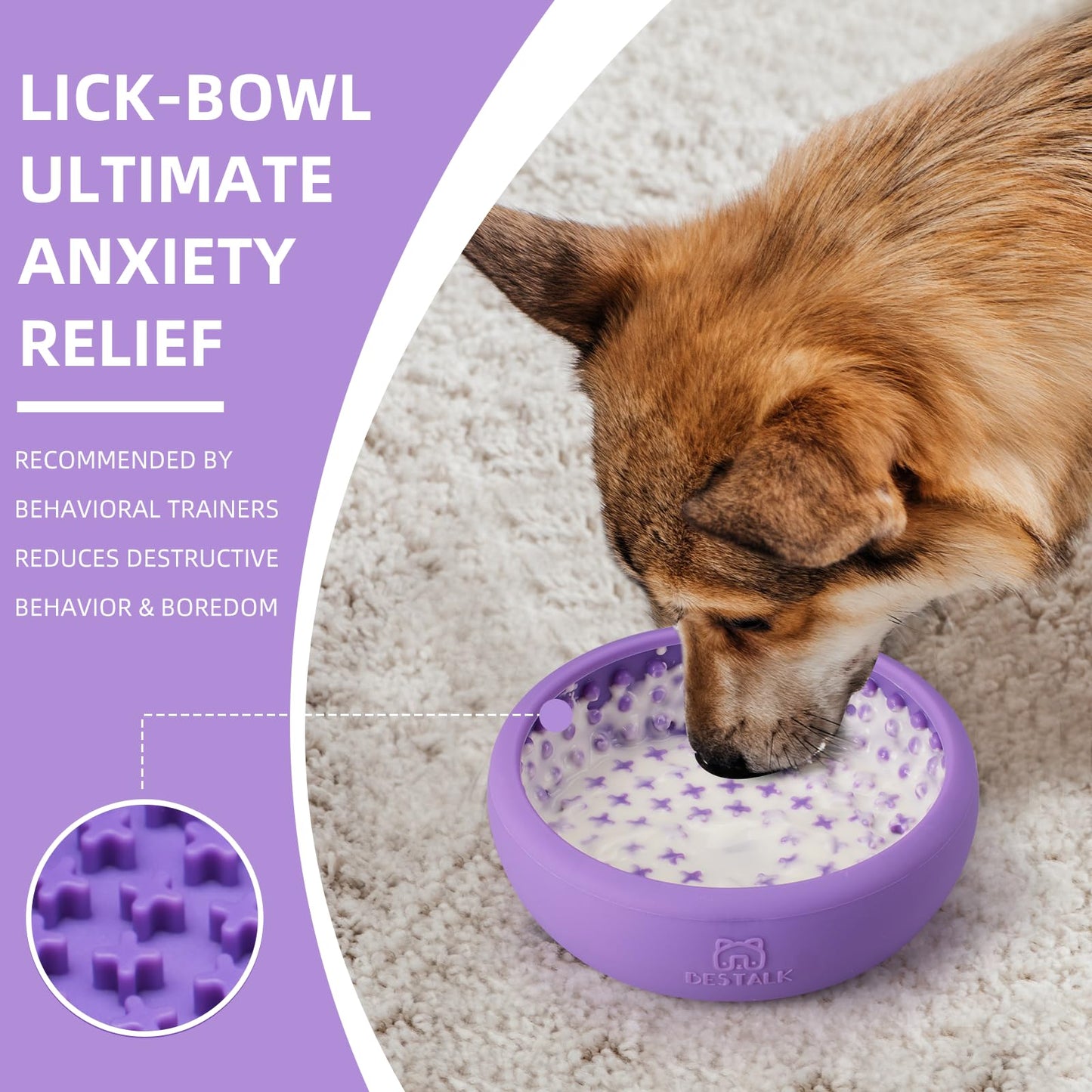 Dog Lick Bowl, Bestalk Anxiety Relief Lick Mat for Dogs, Puzzle
