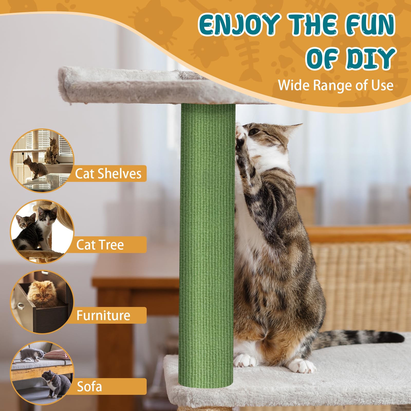 Climbing Cat Scratcher Mat Trimmable Cat Scratching Post Carpet Tree