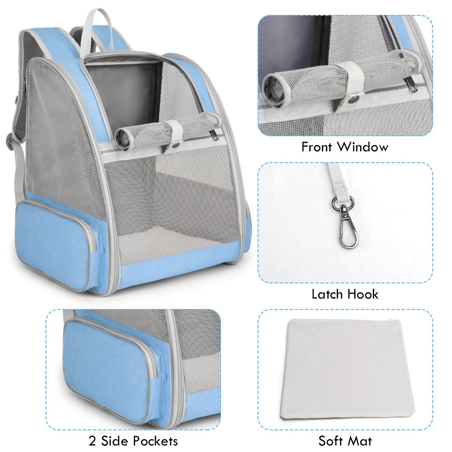 Cat Backpack Carrier, Large Pet Backpack with Kitten Wand Carrier