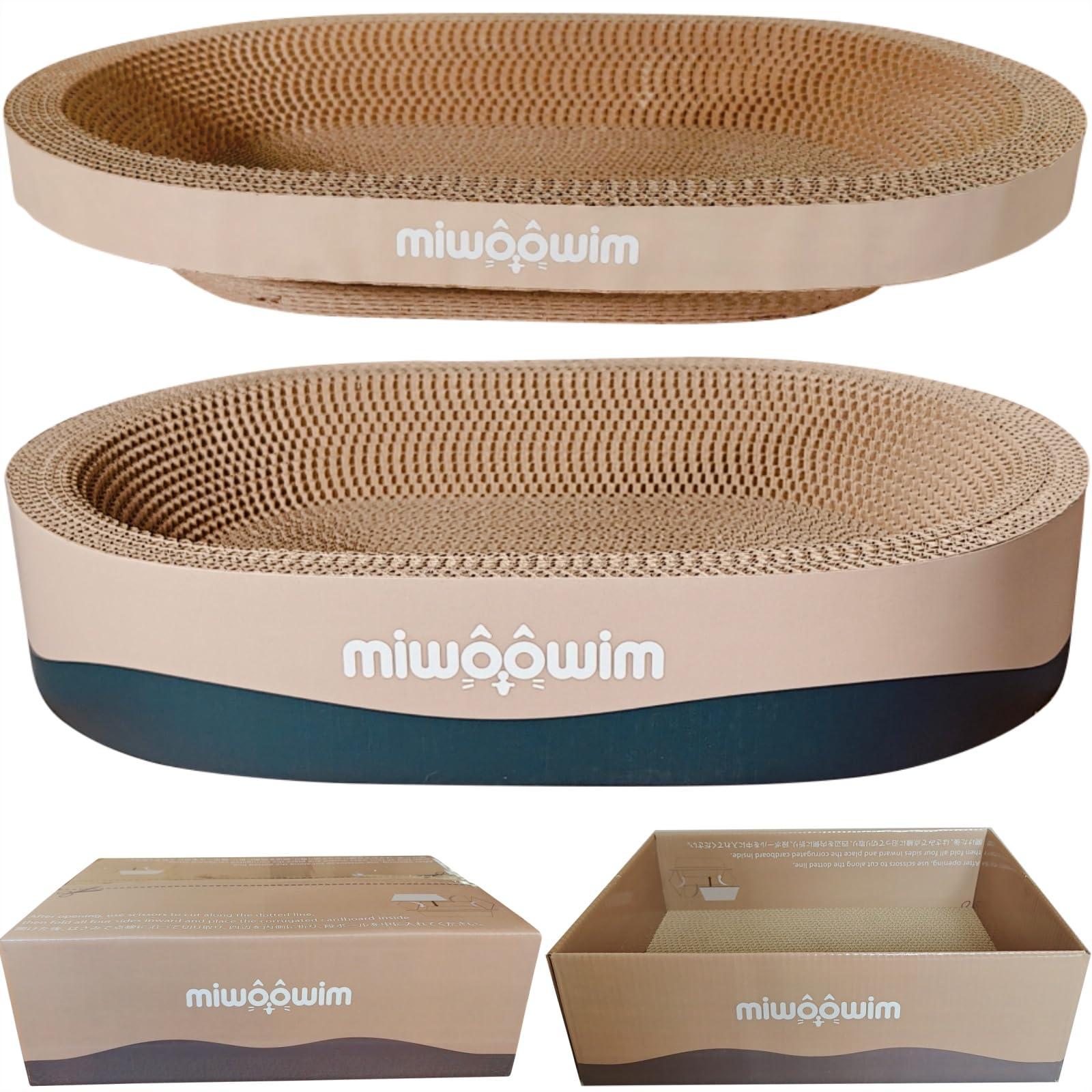 3PSC Cat Scratcher Cardboard, Oval Cat Scratch Pad Bowl Nest Pad