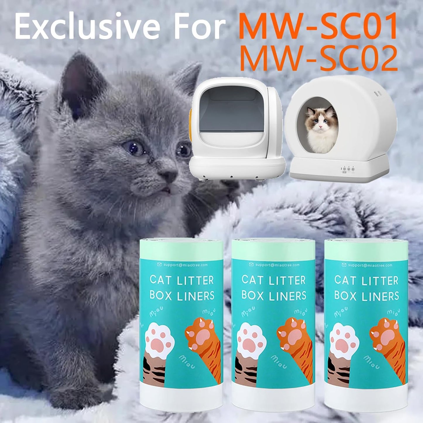 180 Count Self-Cleaning Cat Litter Box Liners Bags Fit Box