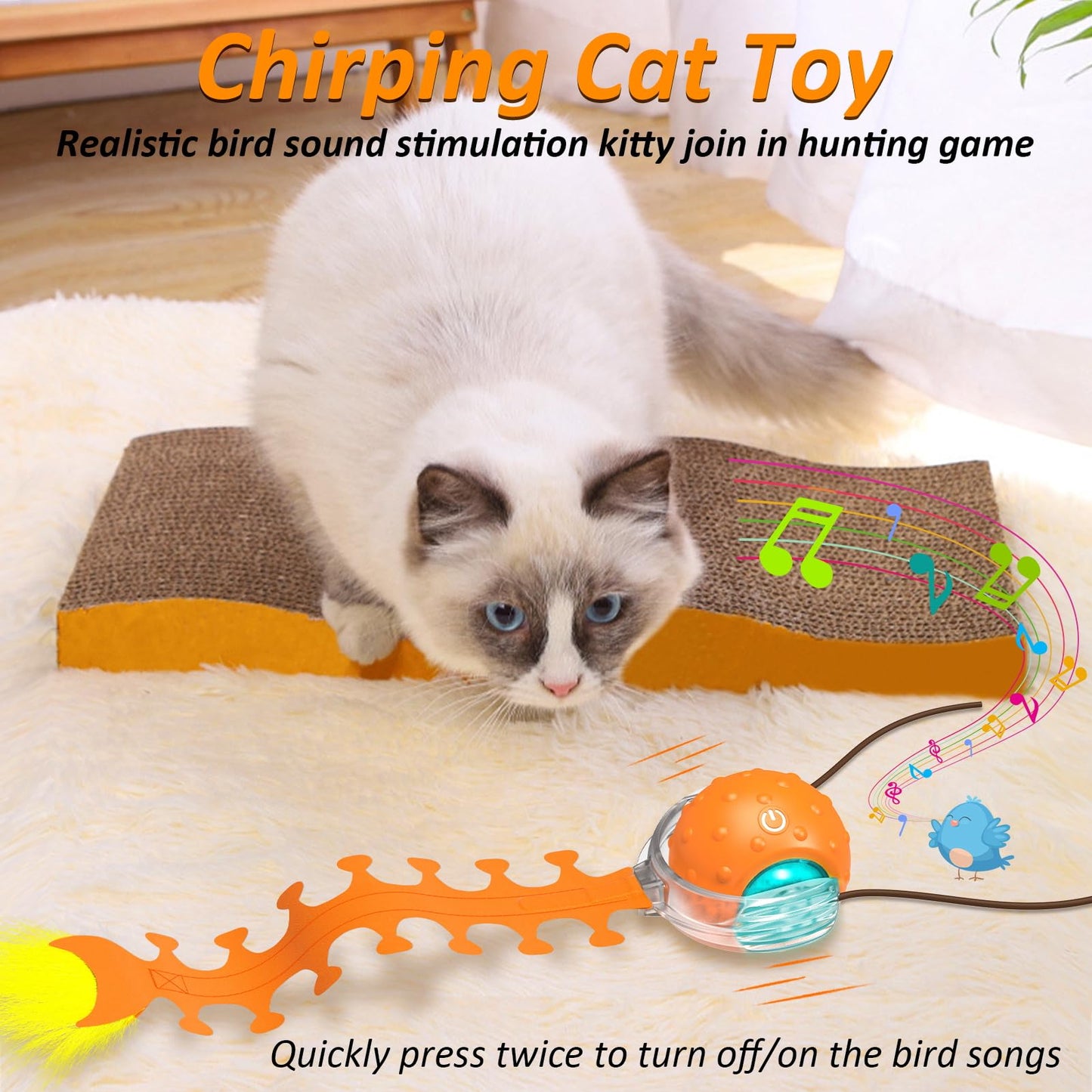 Waaiio Interactive Cat Toy with Centipede Tail,Fast Rolling Ball