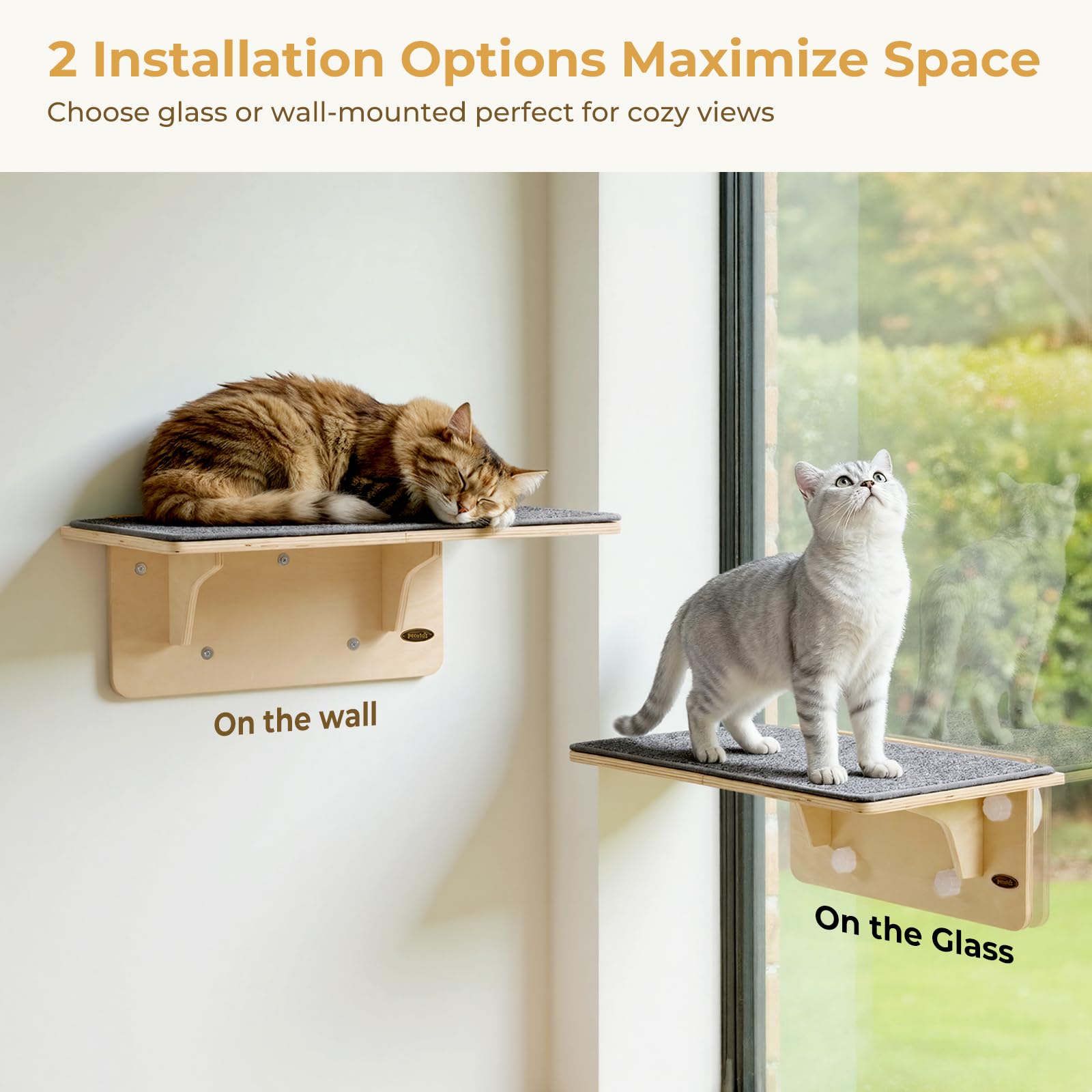 Pecute 2-in-1 Large Cat Window Perch Wall Shelves, Cat Hammock Bed
