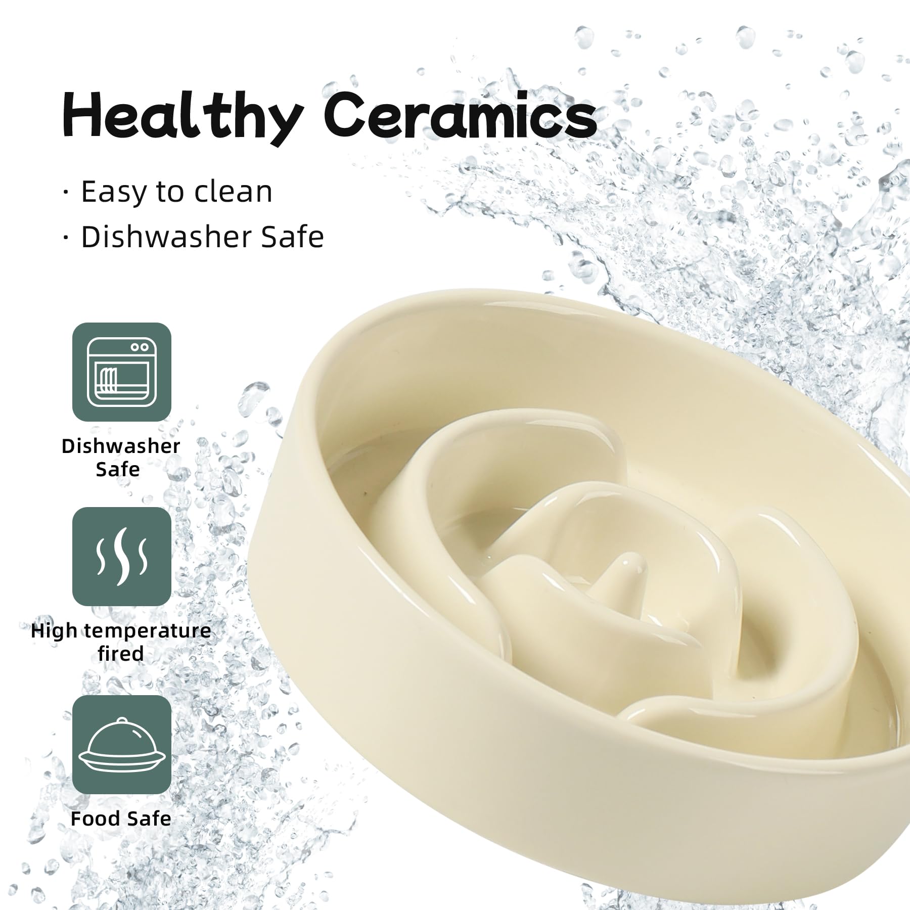 Havniva Ceramic 0.9 Cup Dog Bowl Slow Feeder for Small Dog, Pet Bowl