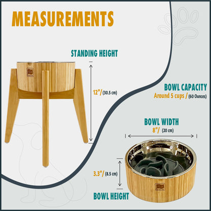 Elevated Slow Feeder Dog Bowls Large Breed (12-inch-high) Raised Bowl