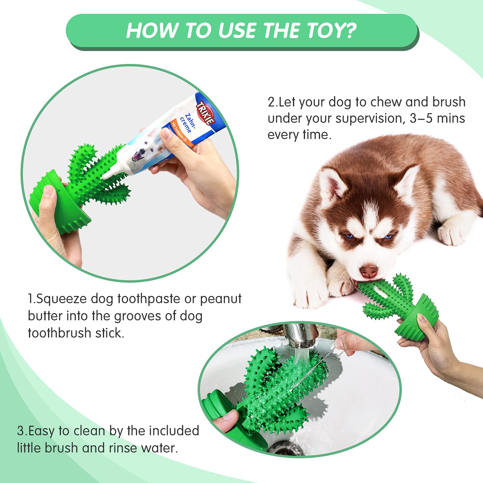 Pamlulu Dog Chew Toys Dog Toothbrush Stick Teeth Cleaning Brush Chew
