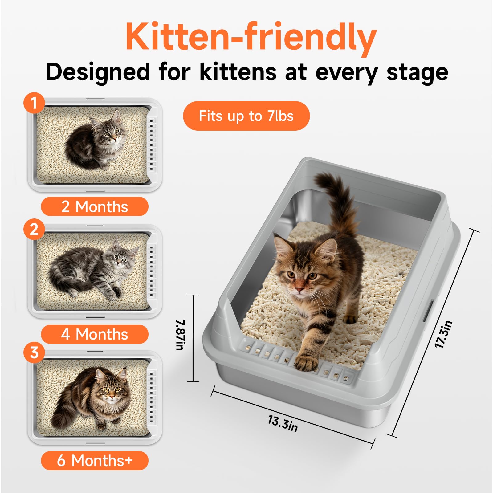 Stainless Steel Cat Litter Box, Odor Free Metal Litter Box