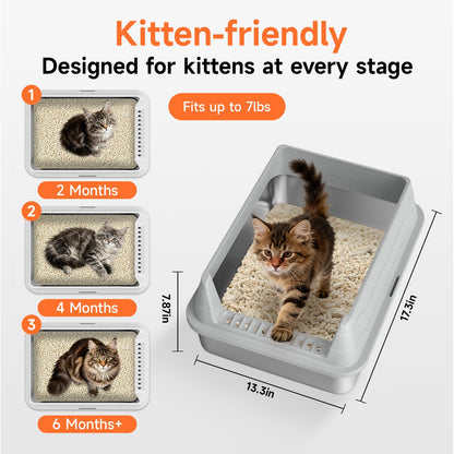 Stainless Steel Cat Litter Box, Odor Free Metal Litter Box