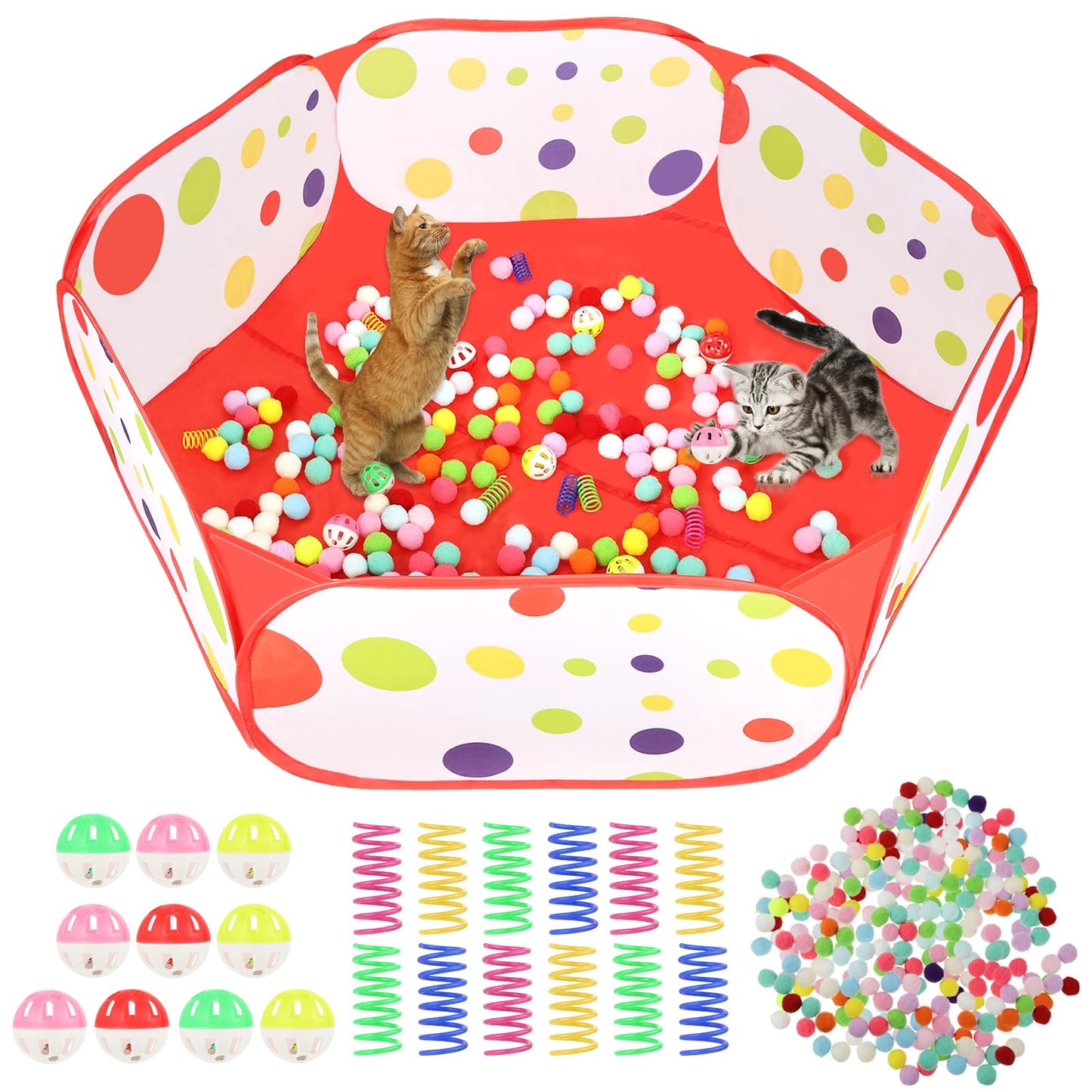 Cat Ball Pit Include 200 Pom Pom Balls 10 Jingle Balls and 12 Balls