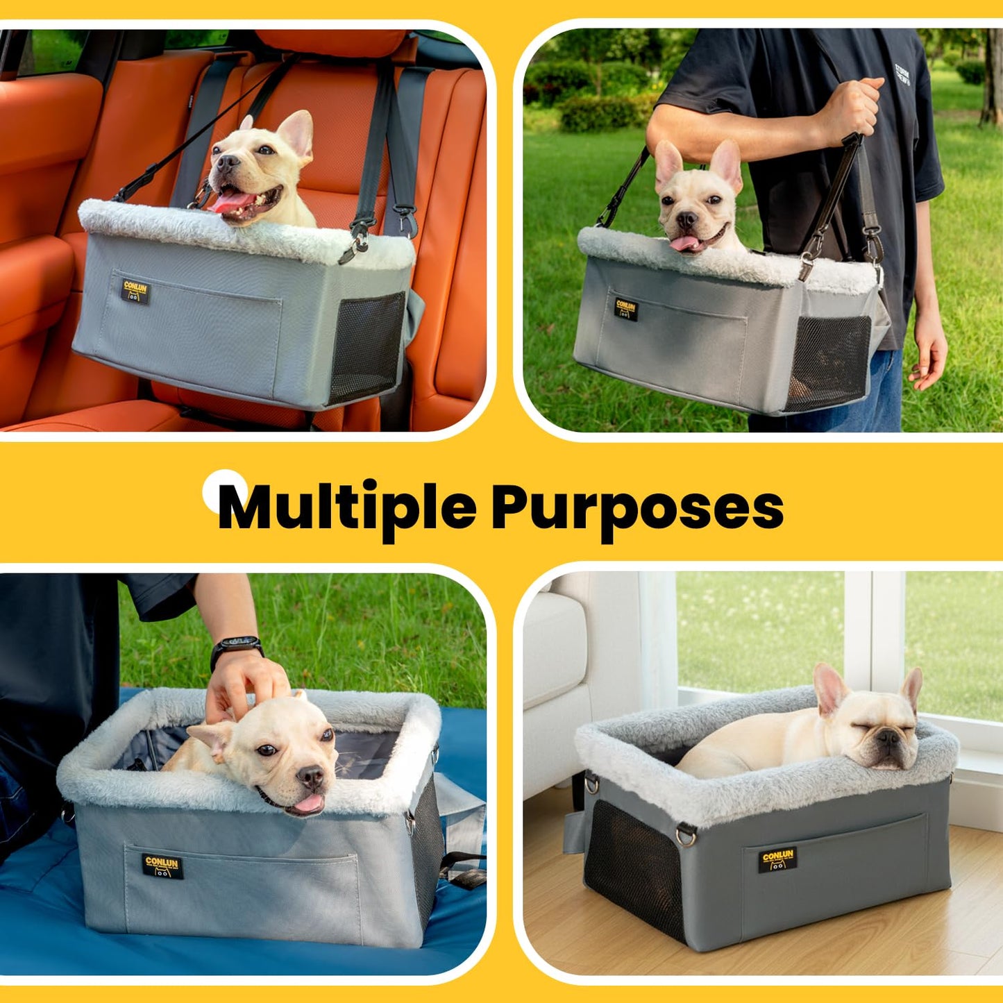 Conlun Dog Car Seat Booster for Small Pet Under Portable Travel Seat
