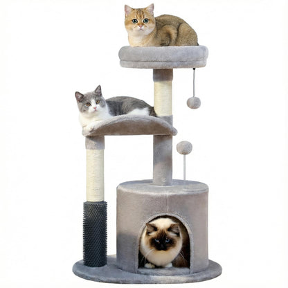 Purrpurcat 32" 7 Small Cat Tree for Kittens Senior Cats, Removable Toy