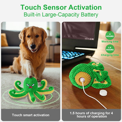 Qraxond Interactive Dog Toys Octopus,Durable Automatic Jumping Dog Toy
