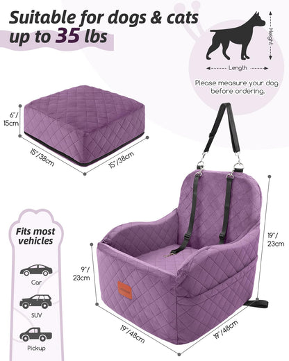 Lealchum Dog Booster Car Seat for Small/Medium Dogs,Puppy Seat