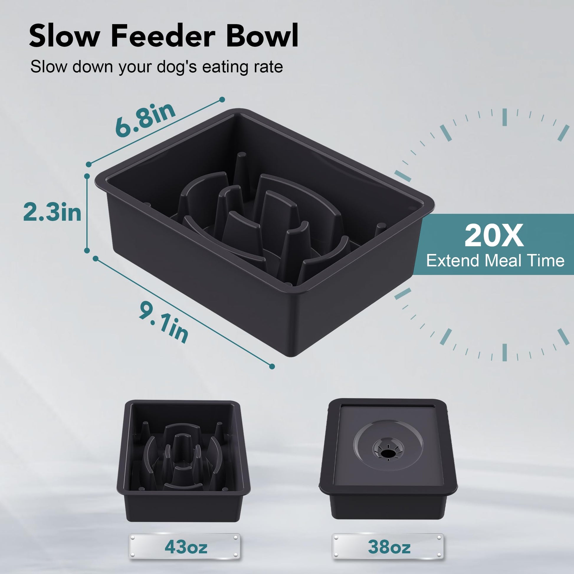 UPSKY 2-in-1 Elevated Dog Bowls Slow Feeder, 4 Height Adjustable Bowl