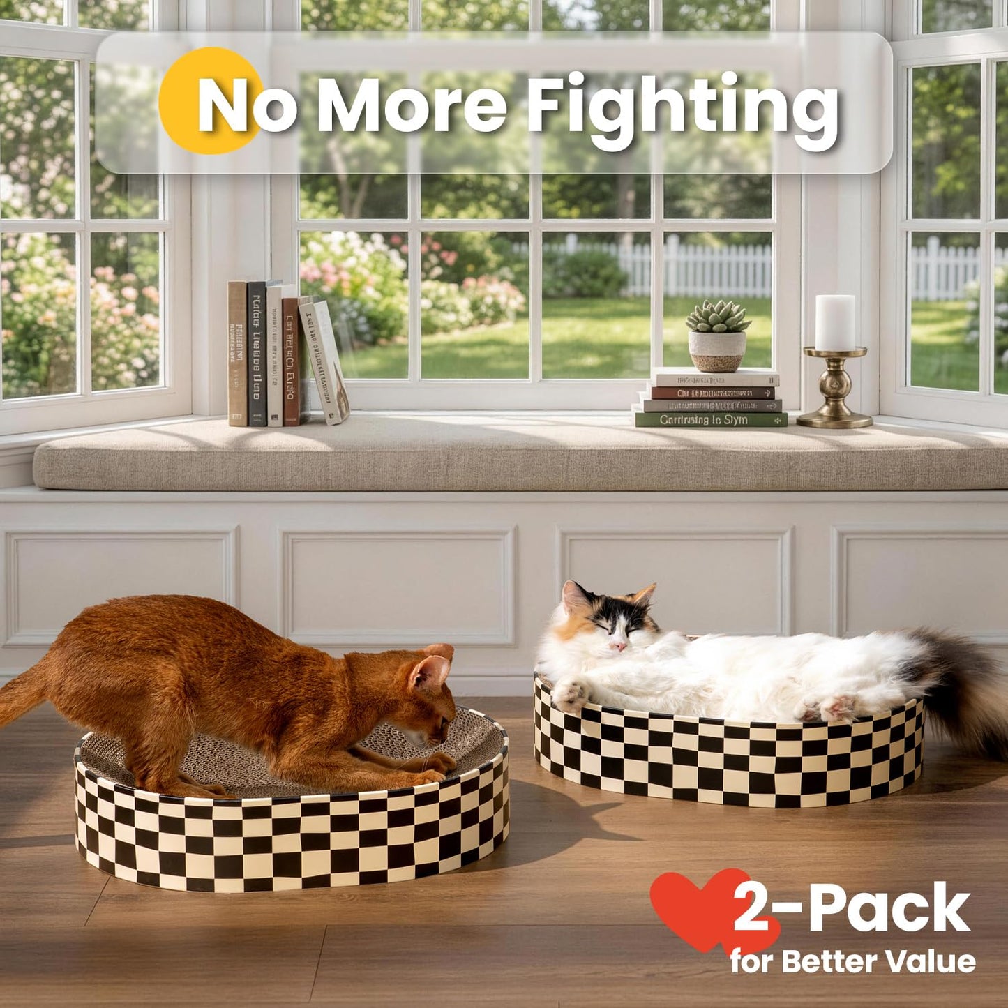 Conlun 2 Pack Oval Cat Scratcher Bowl, Curved Cardboard Scratching Pad