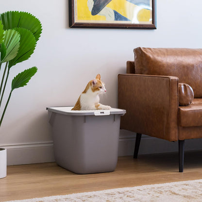 IRIS USA Cat Litter Box Large Top Entry with Lid, Enclosed Litter Box