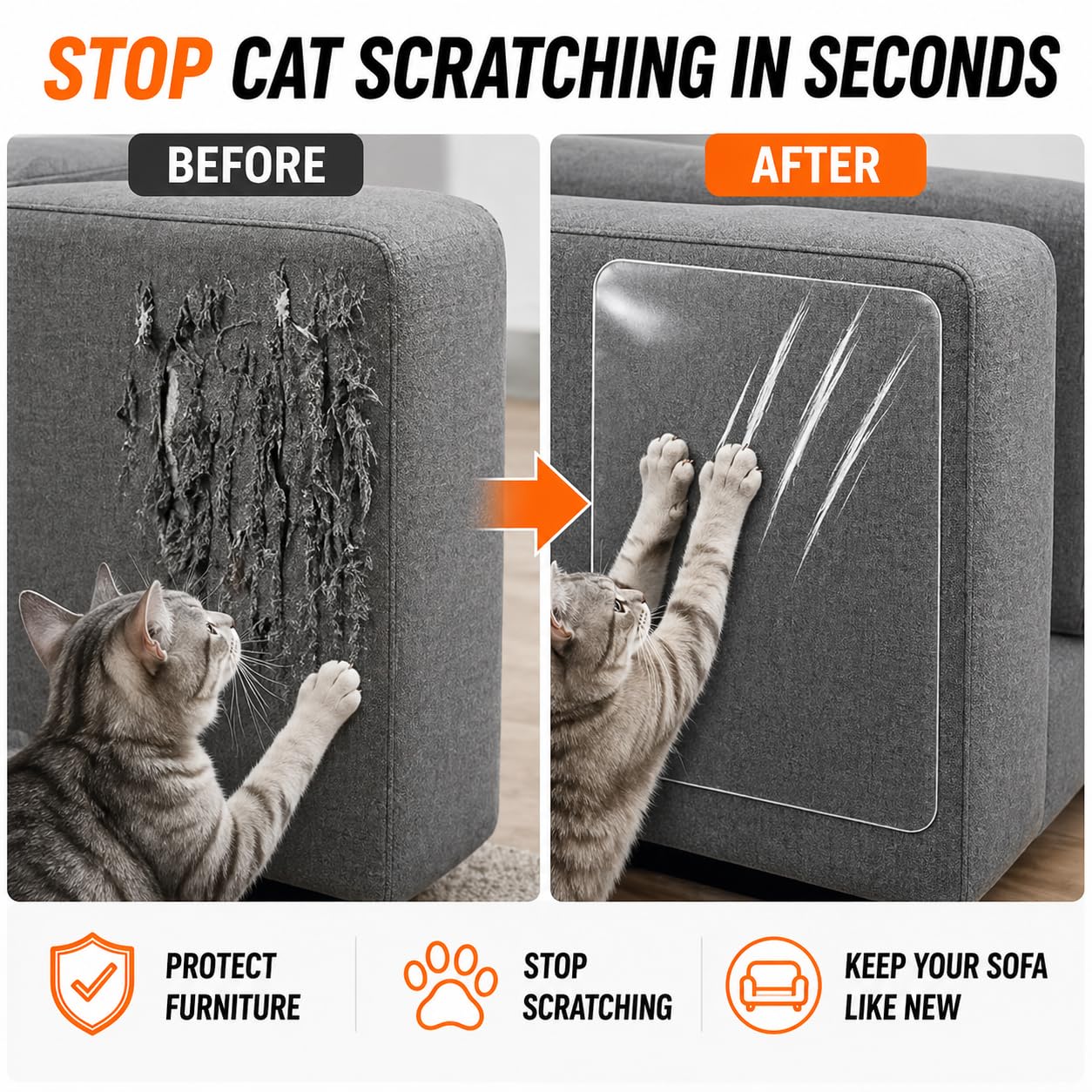 Cat Scratch Furniture Protector 12-Pack [Non-Reflective] Furniture