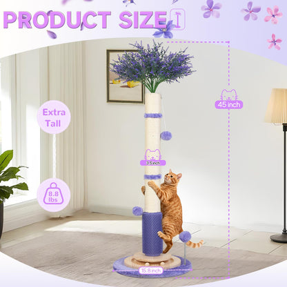Cat Scratching Post for Indoor Large Adults,45'' Tall Vertical Tree