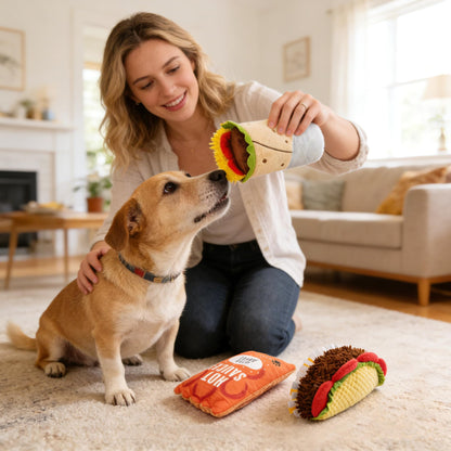 Prime Pets Plush Dog Toys Set, 3 Pack, Crinkle Squeaky Dog Toys, Plush