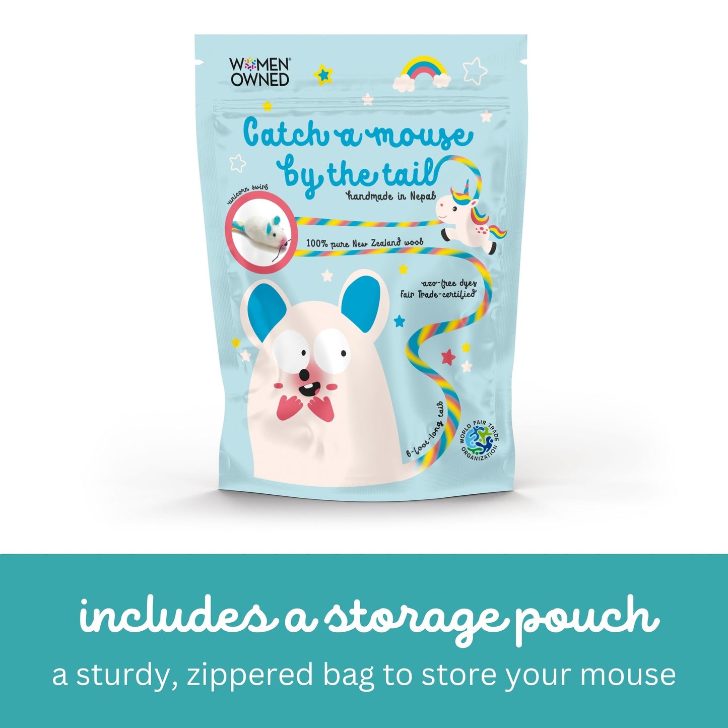 Catch a Mouse Wool Cat Toy 6-Foot Tail Indoor Cat Kittens. Pride Mouse