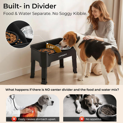 URPOWER Mess Proof Elevated Dog Bowls, High Wall Splash Guard Bowl